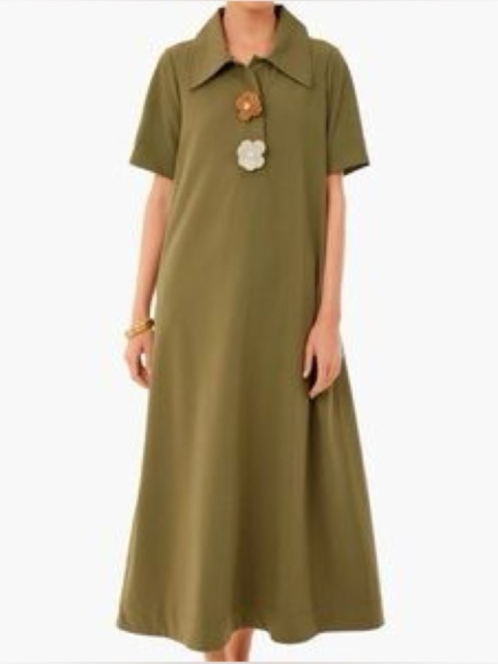 Tuckernuck Olive Green Floral Button Collared Maxi Dress